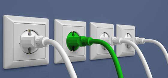 The image shows four power sockets.